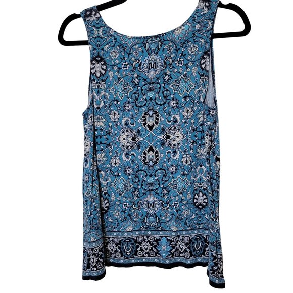 Max Edition Blue Aztec Print Sleeveless Scoop Neck Tank Top Women's Small 1285 - Picture 2 of 5